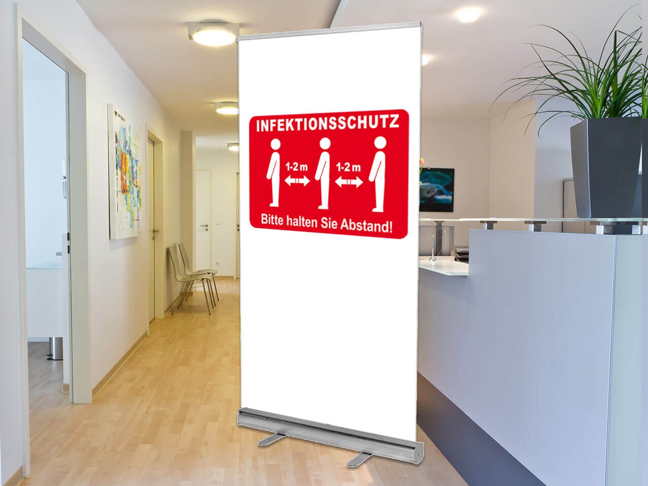 Roll-Up Banner mit Hygieneschutz Hinweise
